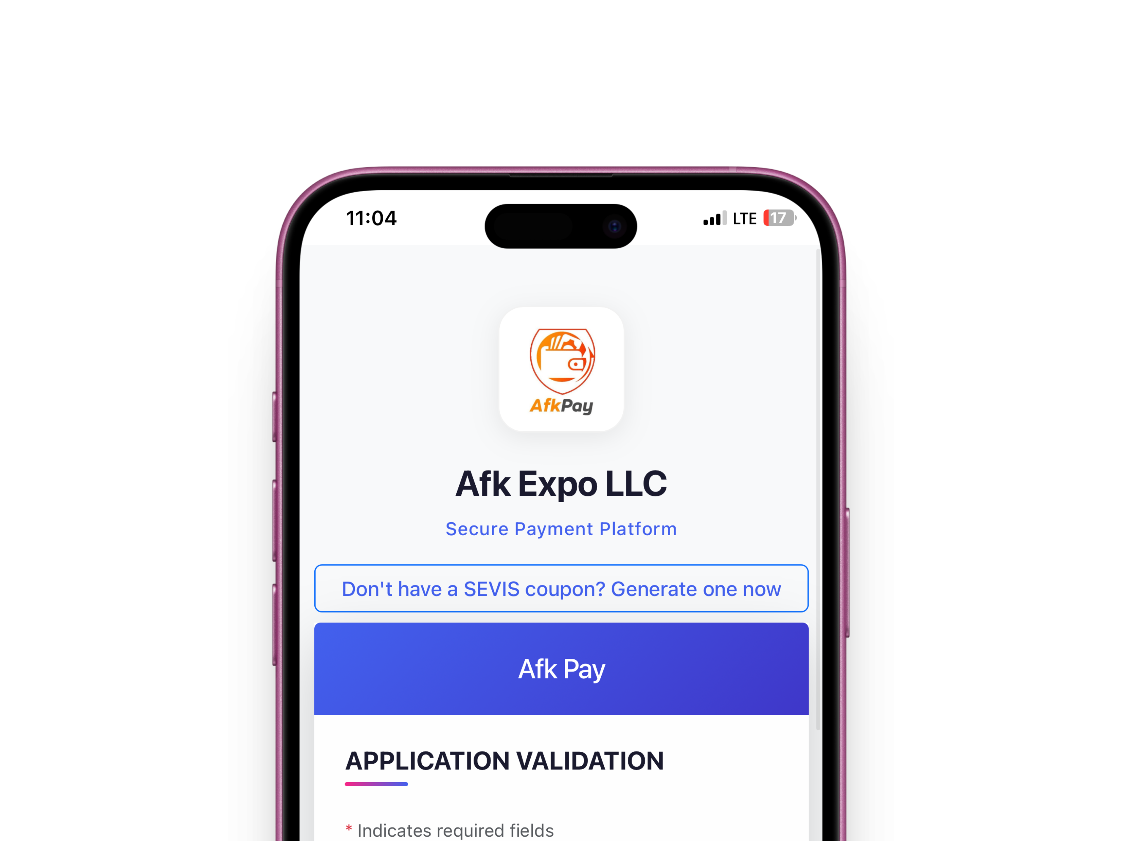 AFK Pay Mobile App
